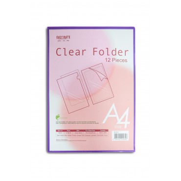 A4 透明L型膠快勞/文件套-單色12個-紫
